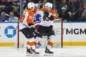 Flyers end 8-game losing streak with 4-1 victory over Rangers