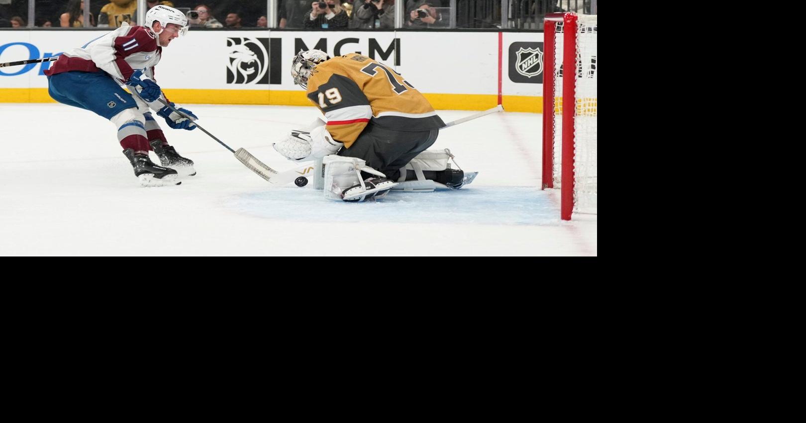 Necas scores twice, MacKinnon gets shootout winner, Avs top Knights 6-5