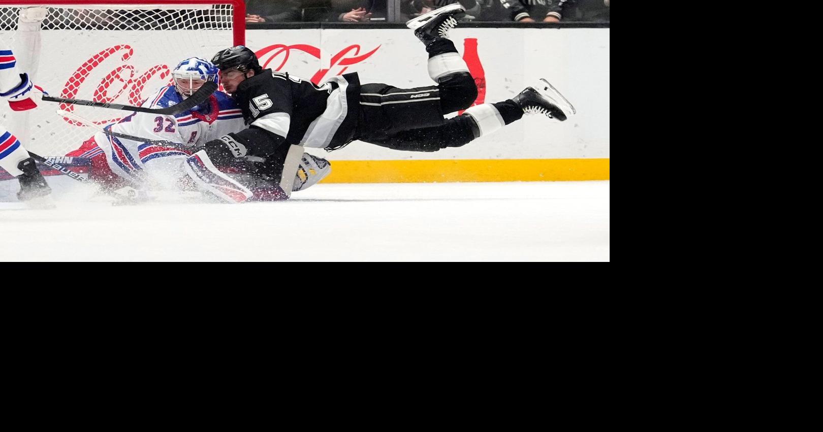 Anton Forsberg excels in relief of injured Darcy Kuemper in LA Kings’ 4-3 win over slumping Rangers