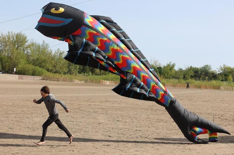 Kiteflying club members meet at Woodbine Beach