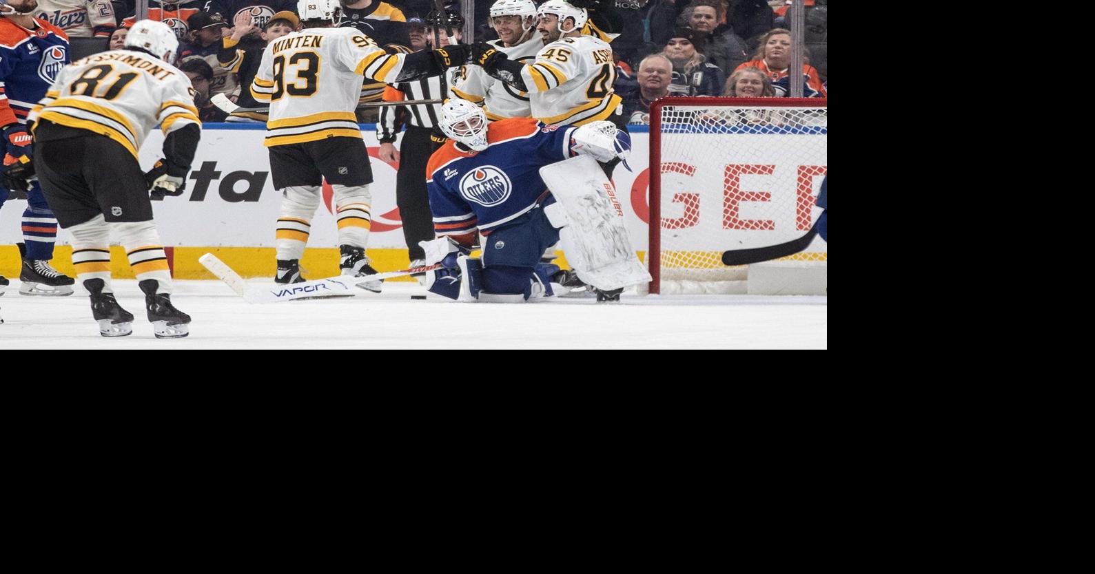 Pastrnak’s three-point effort leads Bruins to 6-2 victory over Oilers