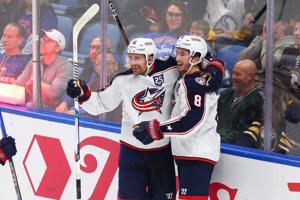 Wood scores 2 including winner in return from injury, lifting Blue Jackets to 4-3 win over Sabres