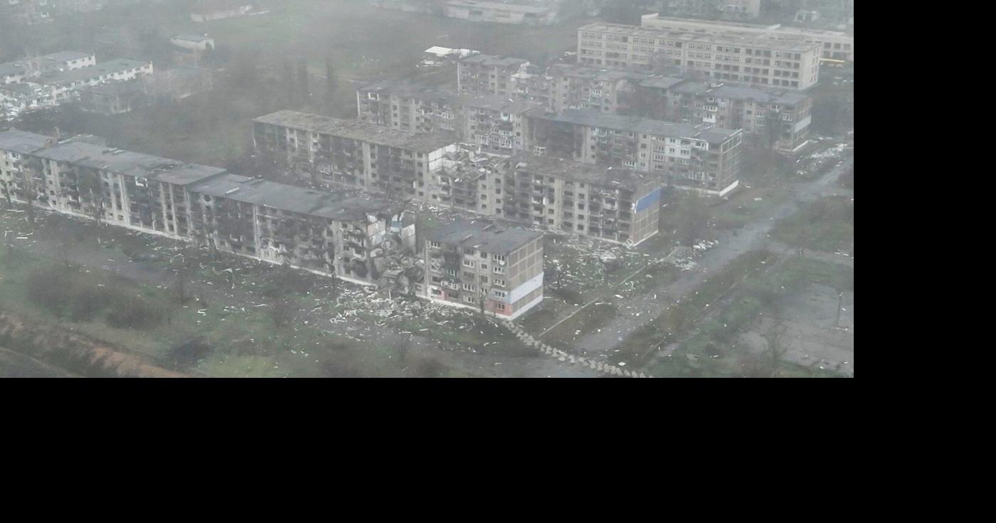 Exclusive drone footage shows devastated Ukrainian town almost encircled by Russian forces