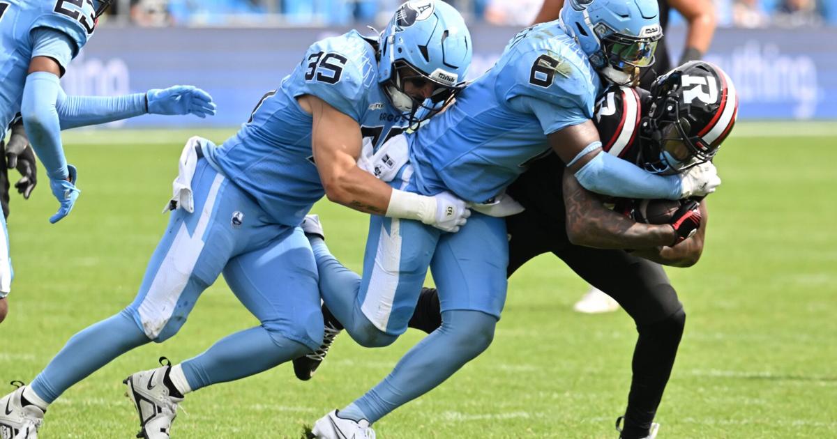Behind the Argonauts' tenacious defence is a linebacker tackling everyone ...
