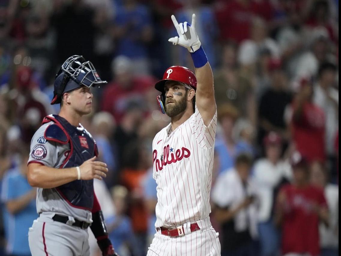 Phillies first baseman Bryce Harper leaves game versus Nationals with  mid-back spasms