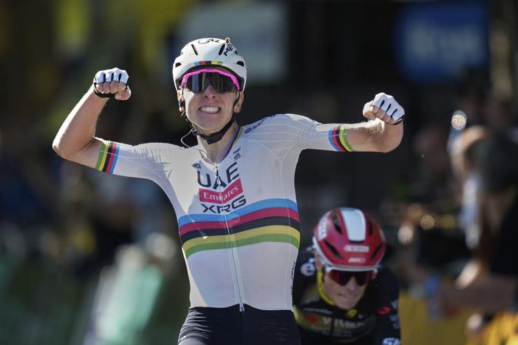 Pogačar beats Van der Poel in sprint to win stage 4 of Tour de France