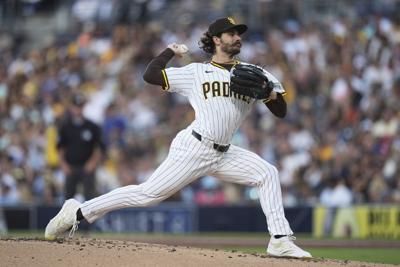Padres right-hander Cease hit in back of head with 1-hopper, stays in game