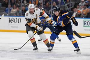 Stone scores 19 seconds into game, Hertl scores in 4th straight, and Vegas downs St. Louis 4-2