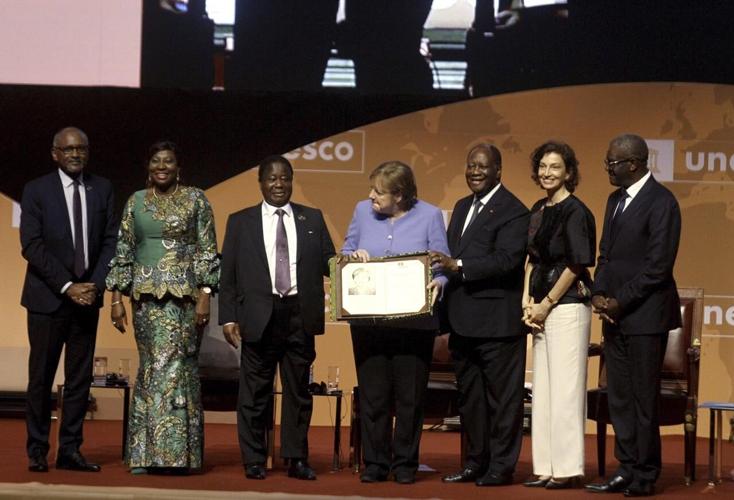 Germany’s Merkel receives UNESCO peace prize in Ivory Coast