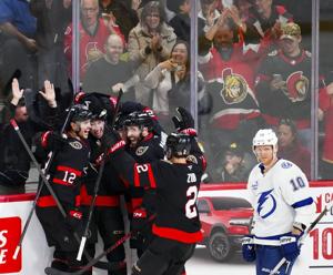 Sanderson strikes twice for Ottawa Senators in 6-2 win over Tampa Bay Lightning