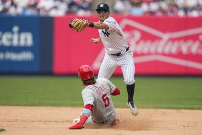 Harper and Schwarber spark the Phillies to a win over the reeling Yankees