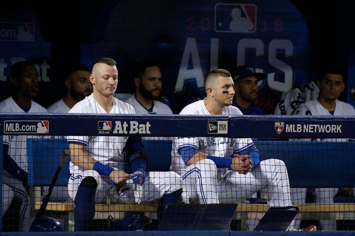 Josh Donaldson of the Toronto Blue Jays looks on from the dugout