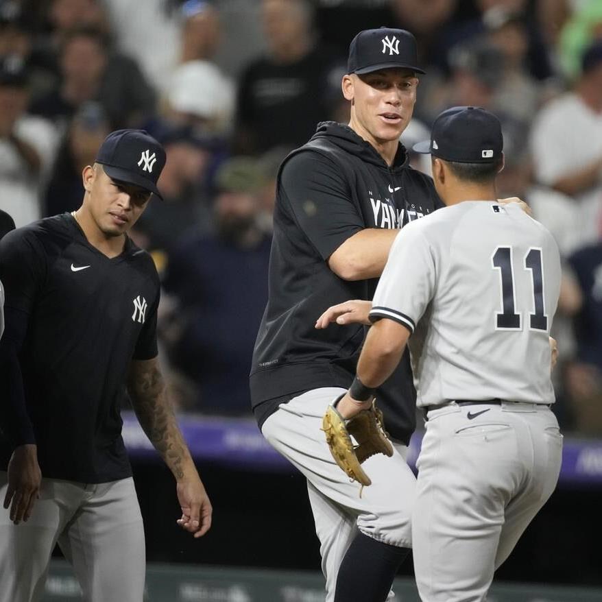 Stanton's three-run homer powers Yanks past Rockies