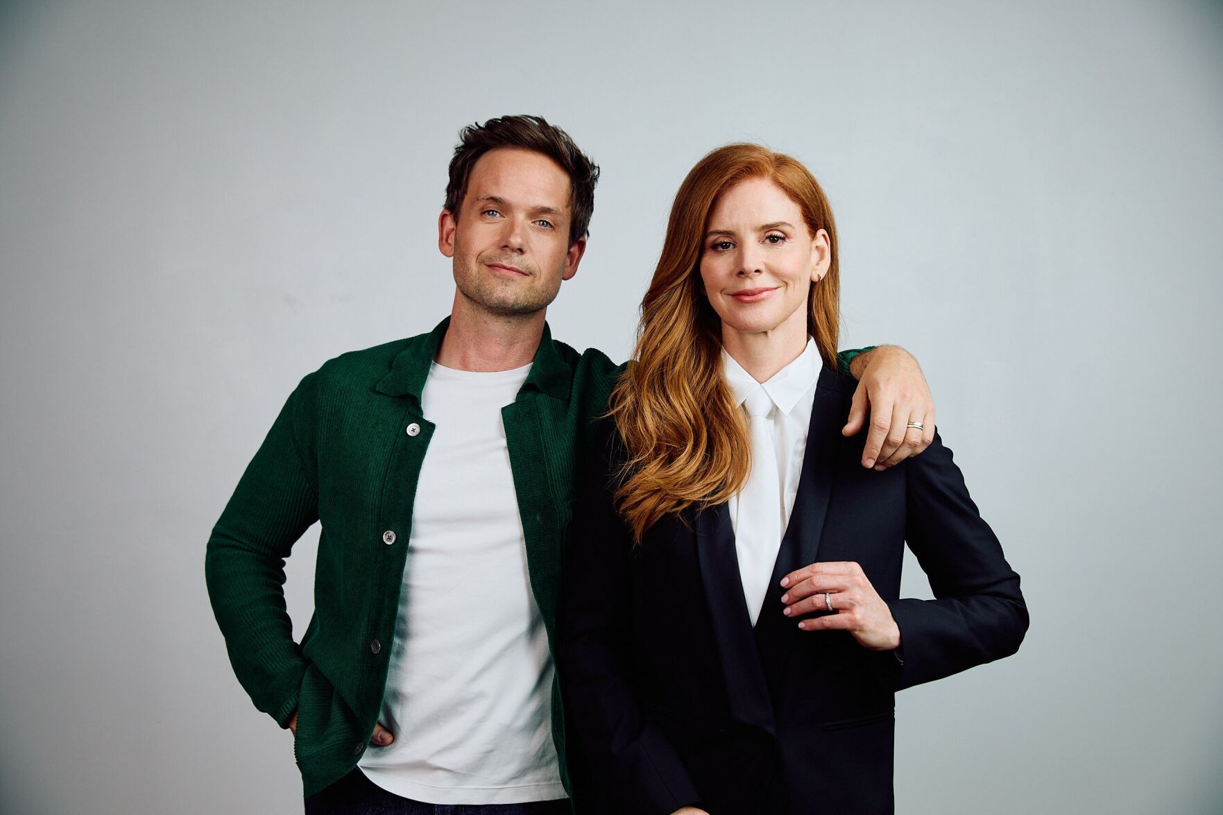 Patrick J. Adams and Sarah Rafferty on their ‘Suits’ podcast
