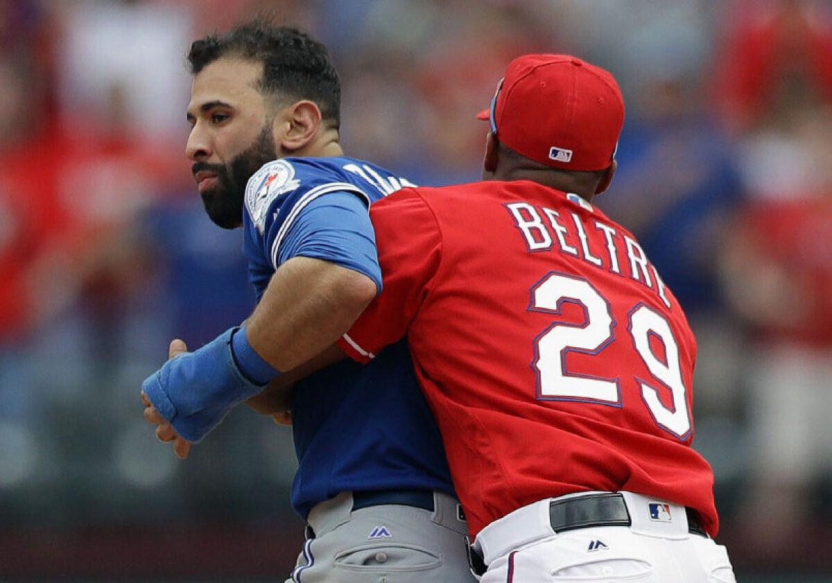 Bautista Slide Prompts Bench-Clearing Brawl - Blue Jays, Rangers