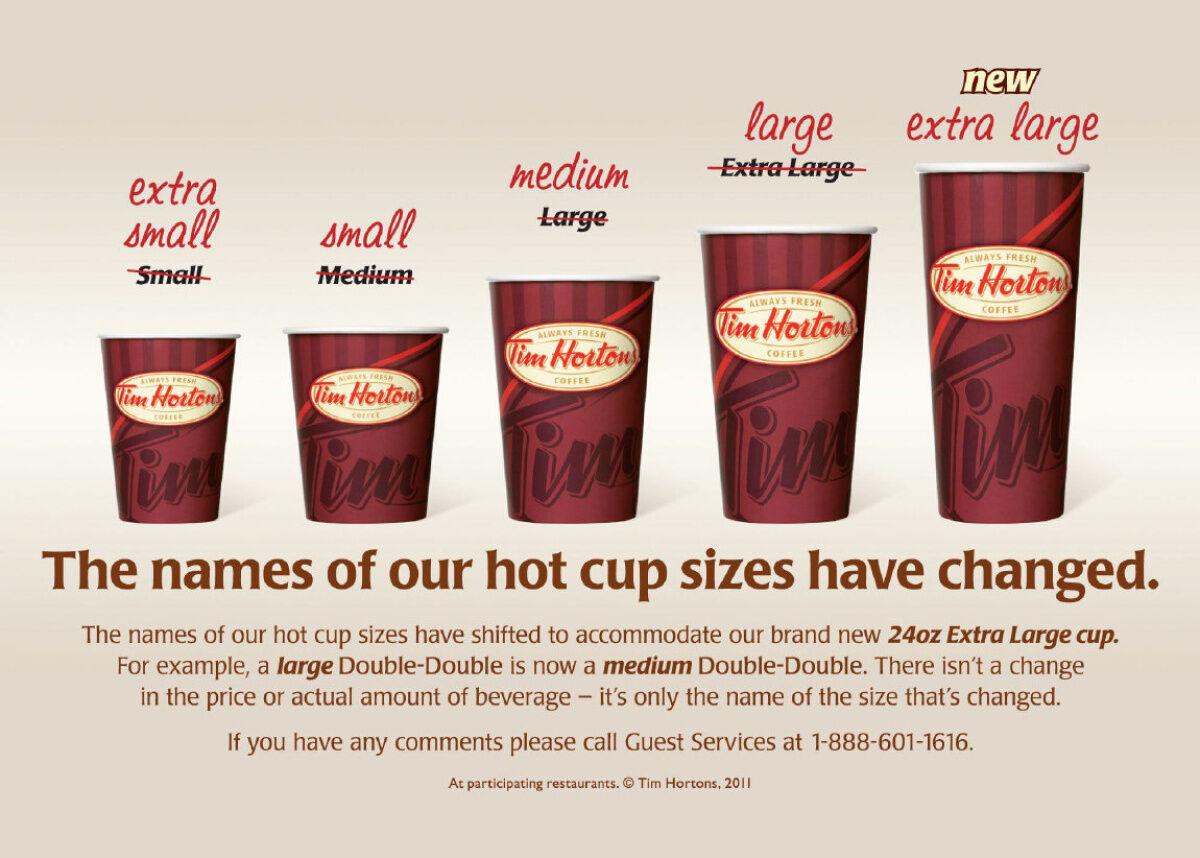Tim Hortons supersizes its coffee cups