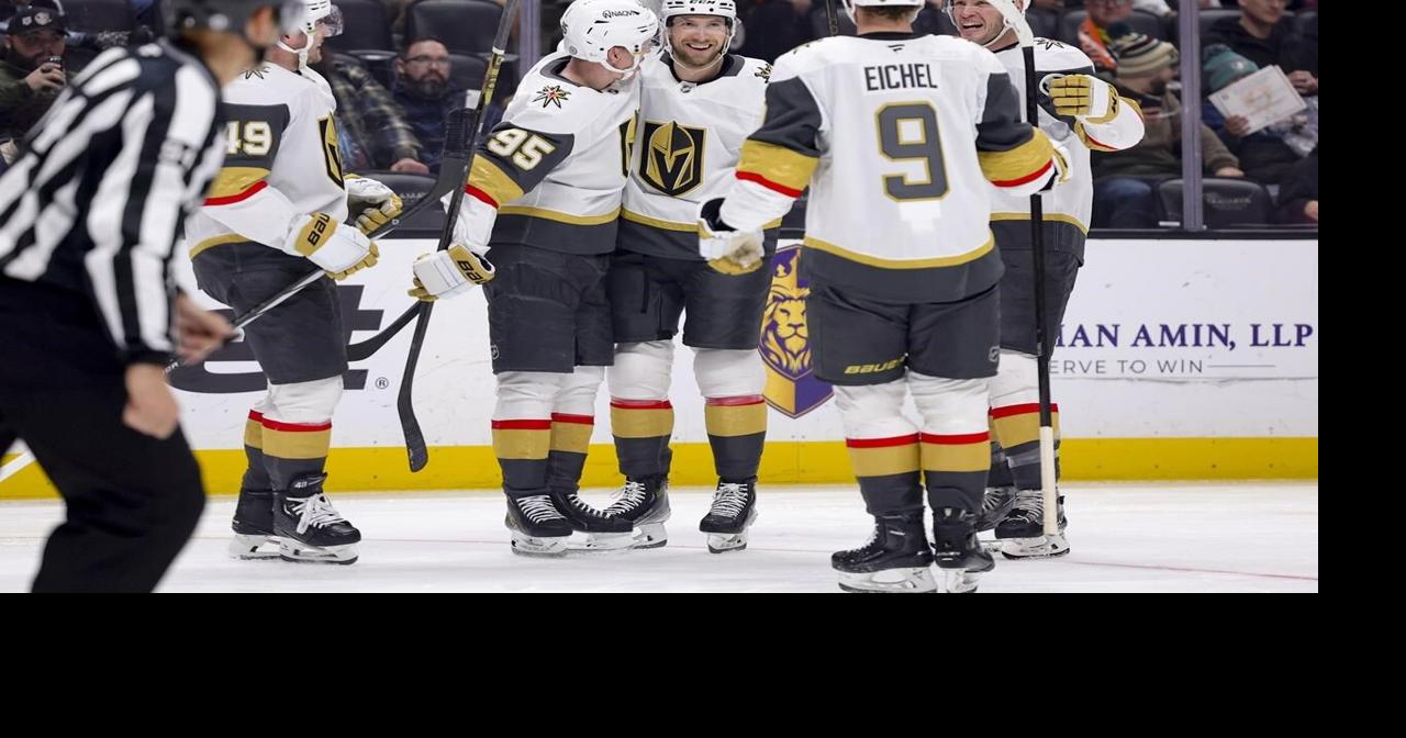 Theodore scores 2 goals in Golden Knights' 4-1 win over Anaheim, which loses Zegras to injury