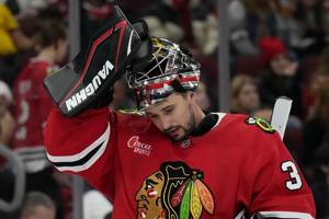 Blackhawks place goaltender Petr Mrazek on IR with a left groin injury
