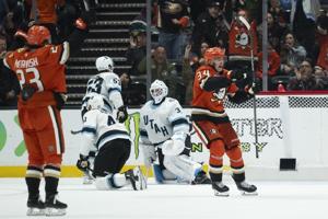 Leo Carlsson scores in OT, and the Ducks beat Utah 5-4 for their 9th straight home opener victory