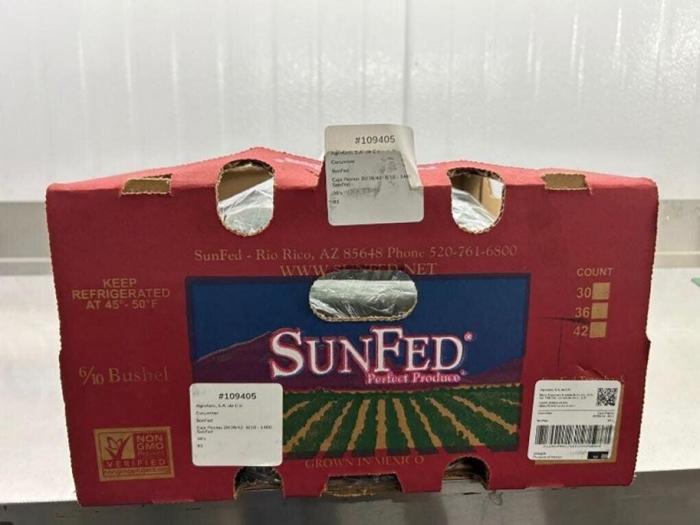 Sunfed Box Cucumbers recalled due to possible salmonella exposure