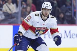 A.J. Greer makes his Stanley Cup Final debut for the Florida Panthers in Game 3