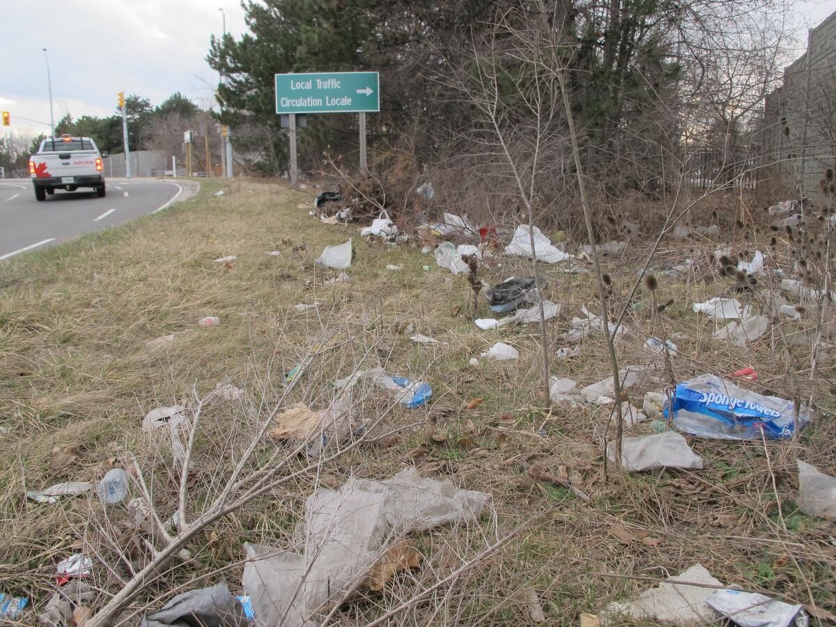 The snow melts and the trash appears alongside the 401