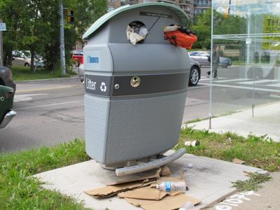slotted litter and recycling bin