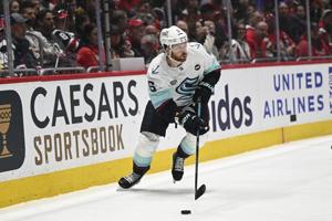 Shane Wright scores 2, Adam Larsson has goal and assist as Kraken beat Blackhawks 6-2