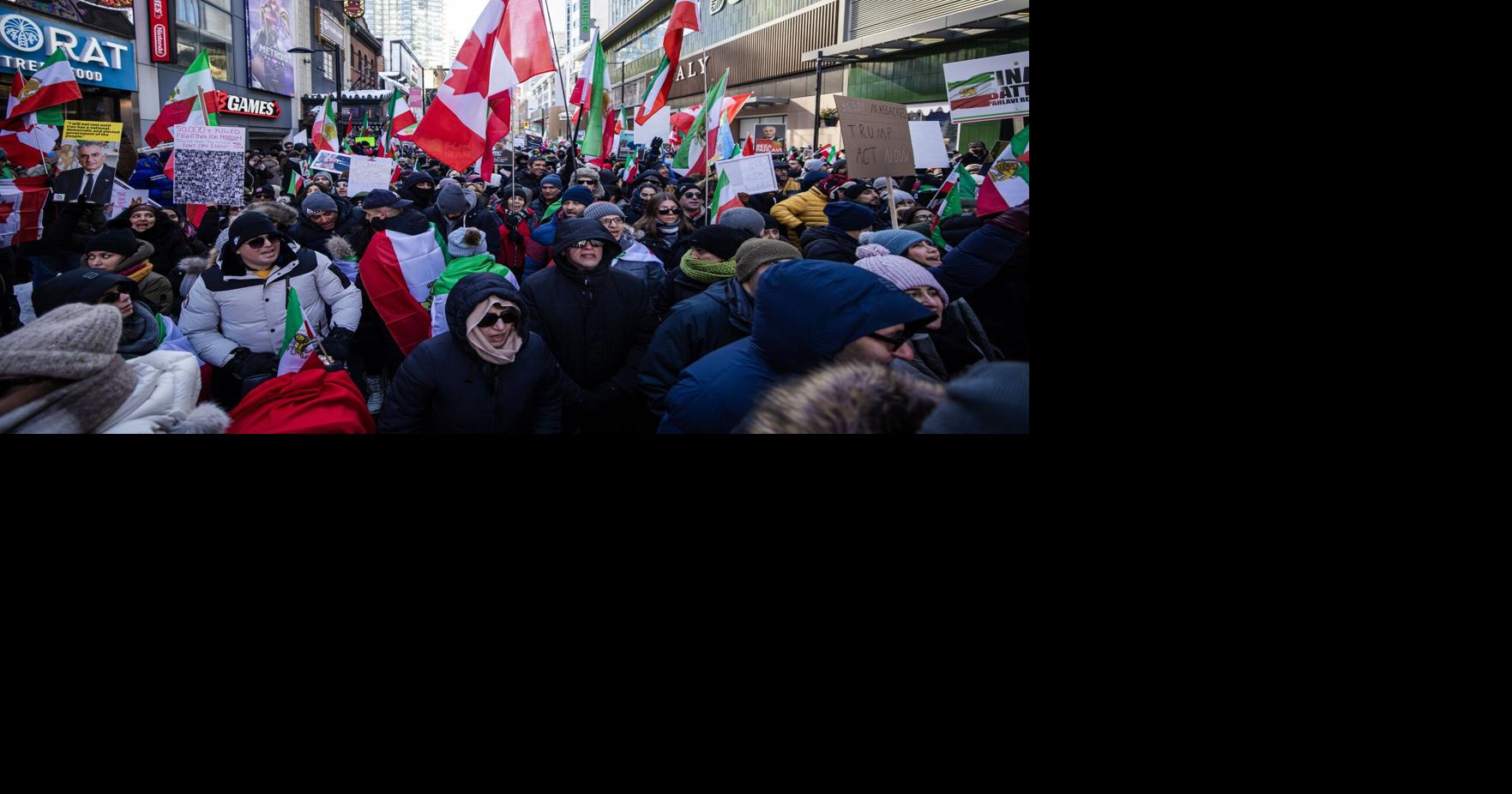 Tens of thousands of demonstrators fill Toronto’s streets in support of anti-government protests in Iran