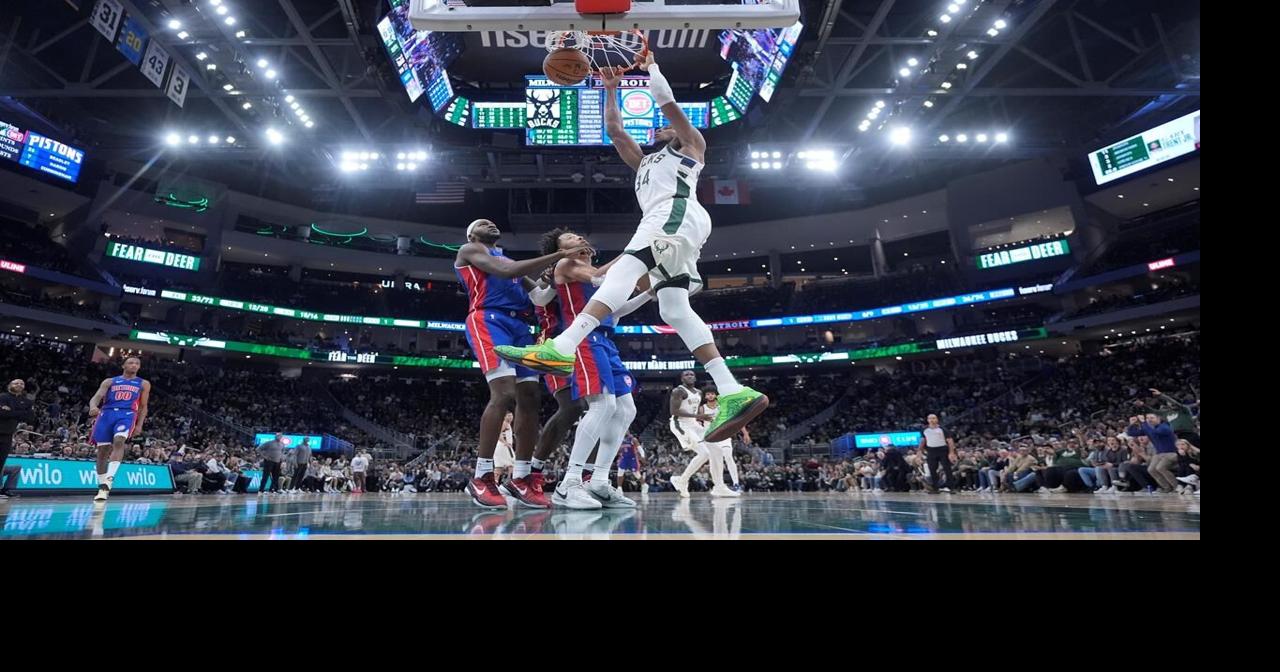 With key teammates out, Giannis Antetokounmpo steps up with 59 points to lead Bucks over Pistons