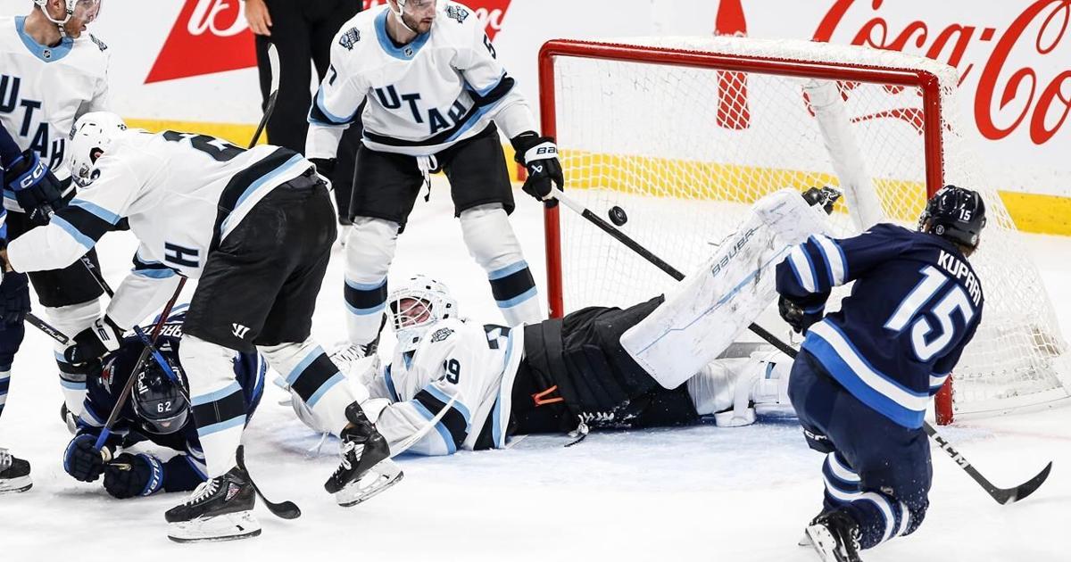 Cole Perfetti registers first NHL hat trick as Winnipeg Jets down Utah 5-2