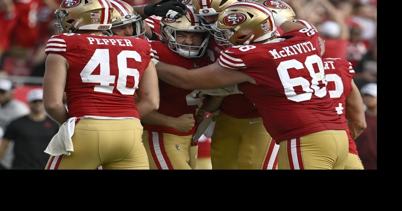 Moody shrugs off 3 missed FGs to kick 49ers past Buccaneers 23-20 in McCaffrey's season debut
