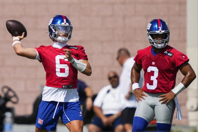 Giants open camp with Jaxson Dart in the spotlight but Russell Wilson still starting quarterback