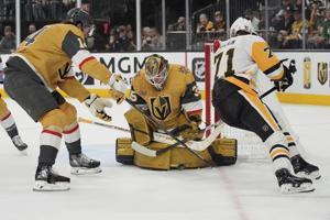 Samsonov stops 22 shots and Golden Knights top Penguins 4-0 for fourth straight win