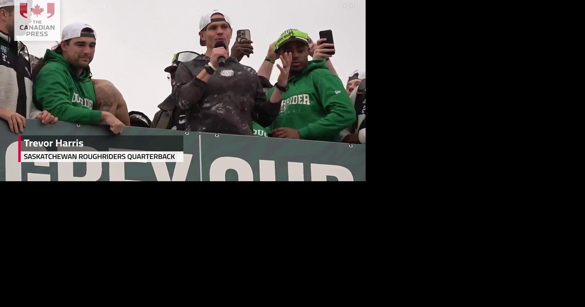 Saskatchewan Roughriders return home, celebrate Grey Cup with cheering fans in Regina