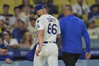 Dodgers' reliever Tanner Scott exits game with arm pain, MRI scheduled