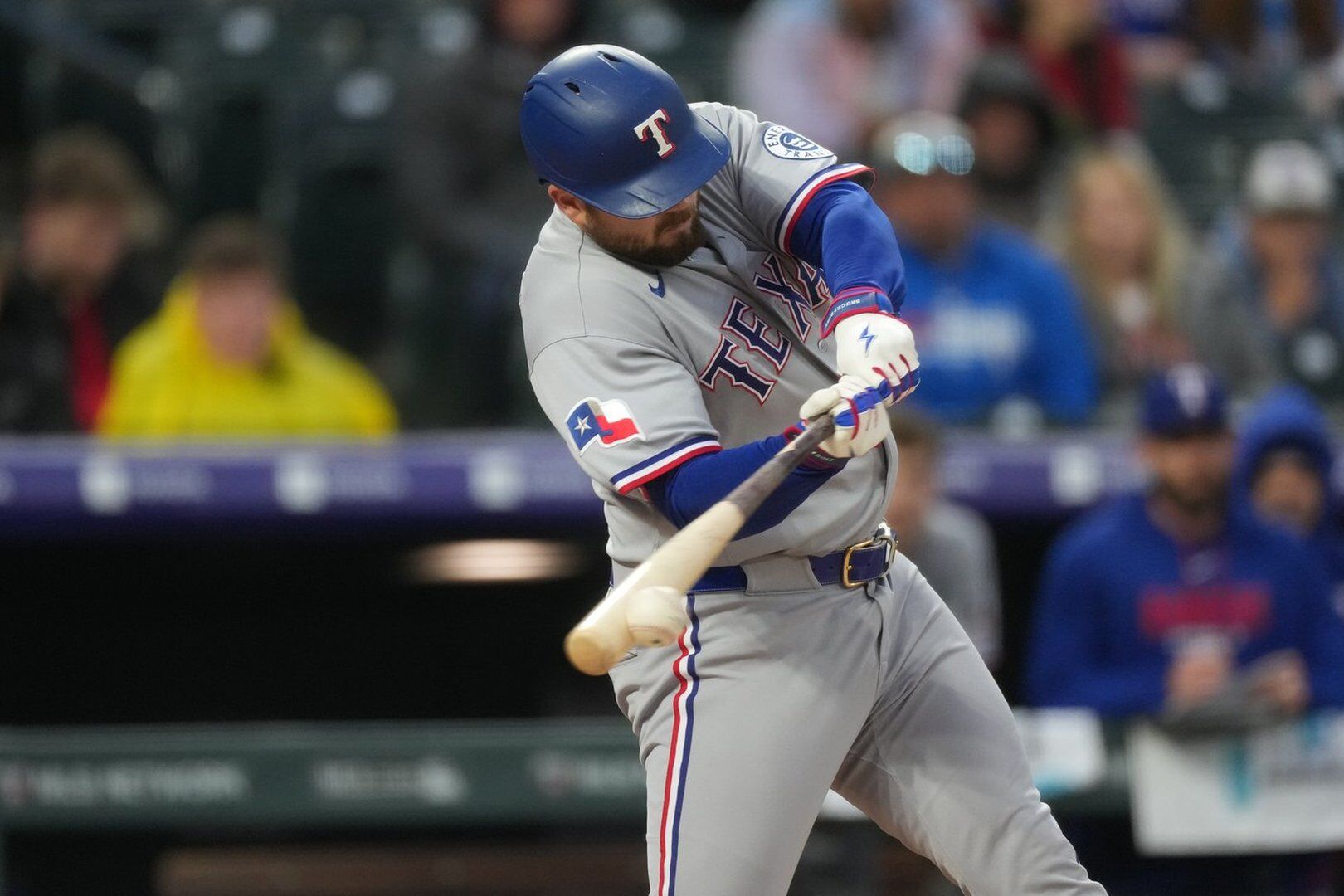 Rocker's strong outing, Nimmo's homer, lift Rangers over Rockies, 10-0