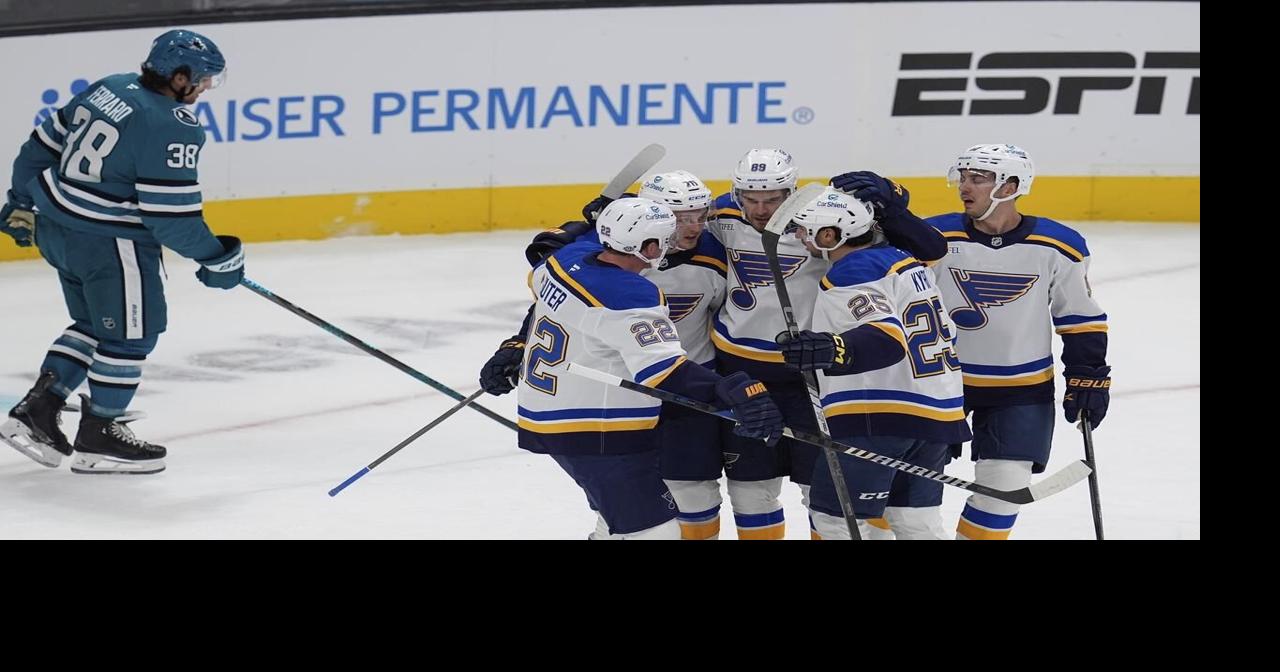 Blues spoil Celebrini's impressive debut with 5-4 overtime win over the Sharks