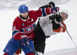 Brink scores twice, Flyers beat Canadiens 5-4 in shootout after blown three-goal lead