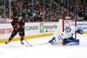 NHL fines Senators after Cousins shoots puck at Stolarz in Game 3 warm-ups. The Leafs are unbothered