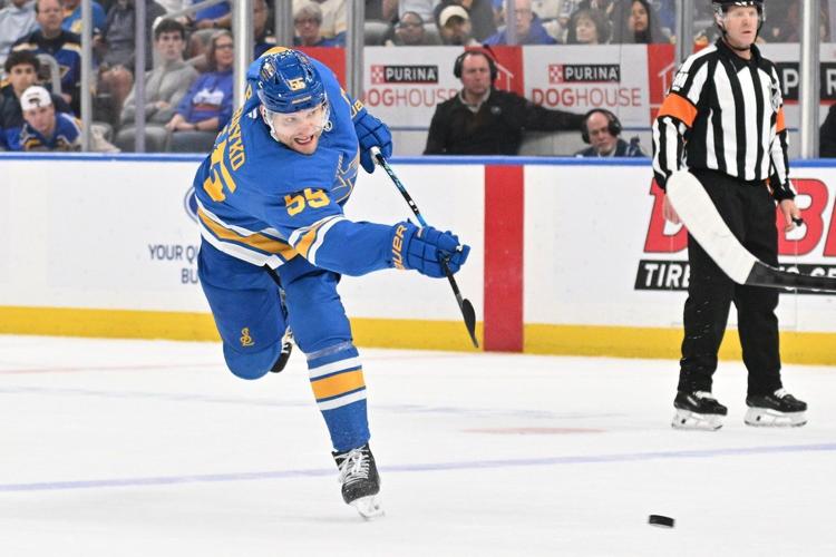 Jimmy Snuggerud scores twice, leads Blues back from 3-goal deficit to ...