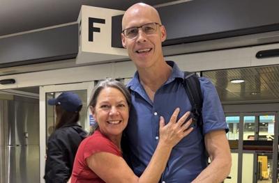David Bennett arrives home