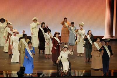 Tony-winning musical 'Suffs' disrupted by chanting protesters with a banner