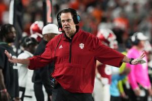 DE Stephen Daley makes surprise return as defending national champion Indiana opens practice