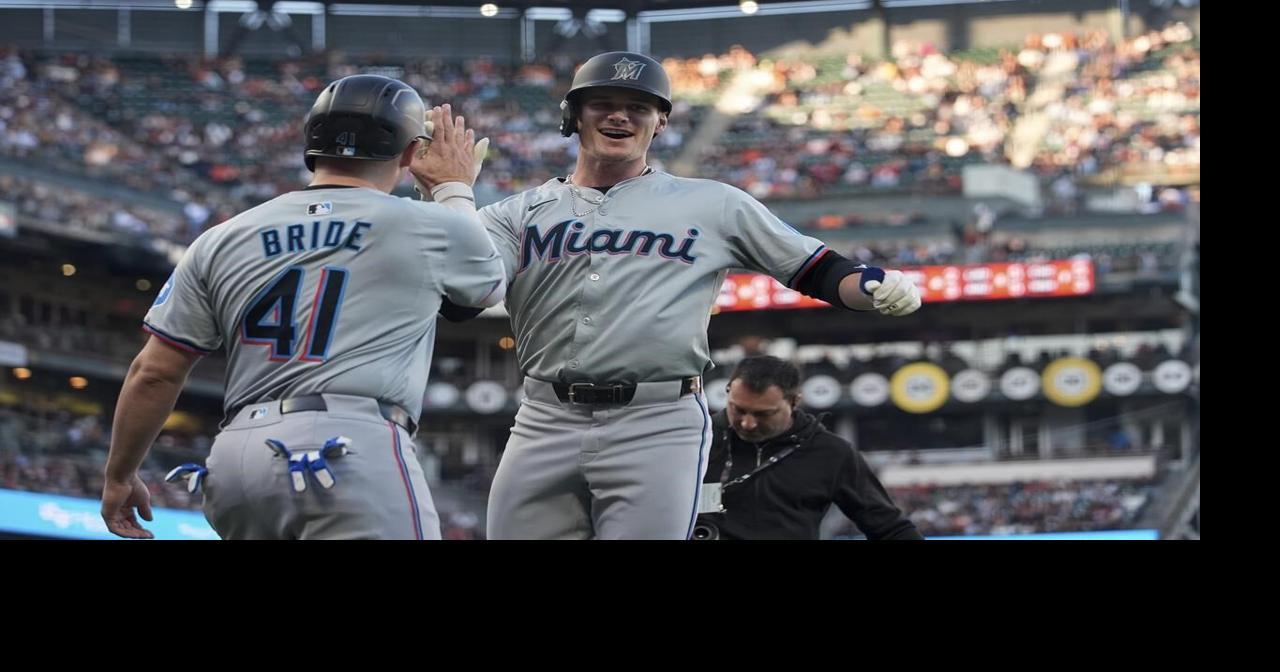 Griffin Conine hits 1st career homer and Marlins hold off Giants 4-3