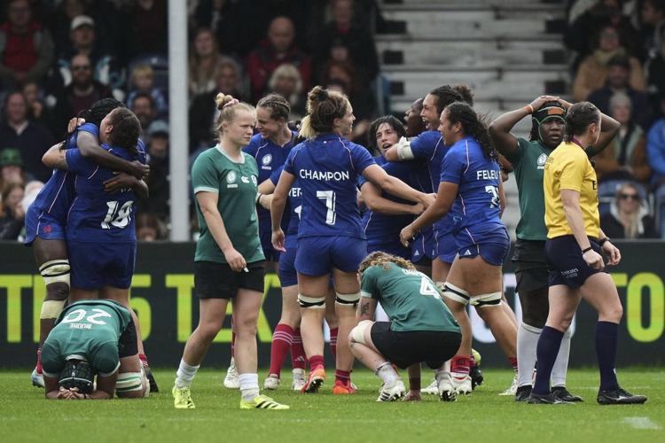 France scrapes past Ireland to reach Women's Rugby World Cup semifinals