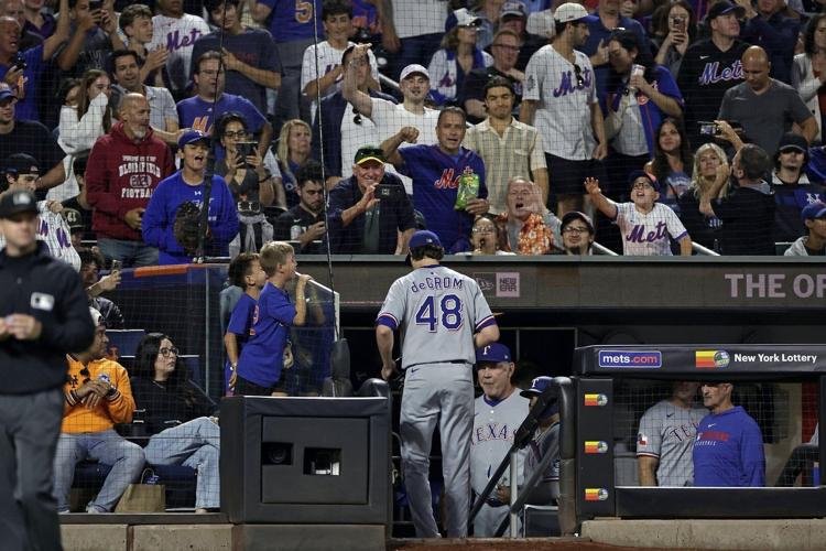 DeGrom leads Rangers over Mets 8-3 in his Citi Field return, extends New York's skid to 7 games