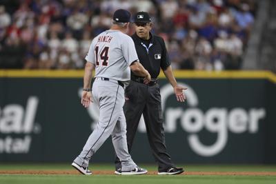 Rangers DH Kyle Higashioka almost put out twice by Tigers All-Stars in strange sequence