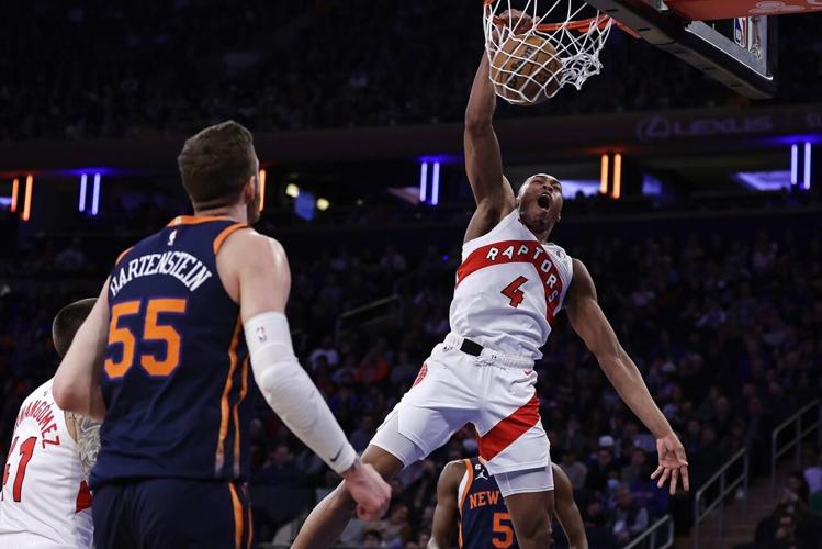 Raptors recover after Barrett tying slam, edge Knicks in OT