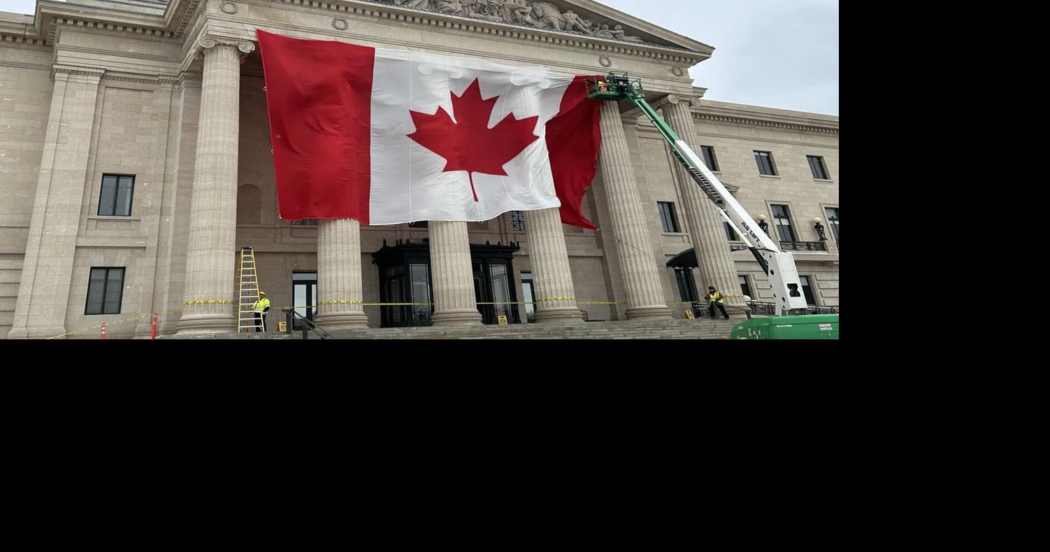 Large flag that was draped outside Manitoba's legislature is back with football club